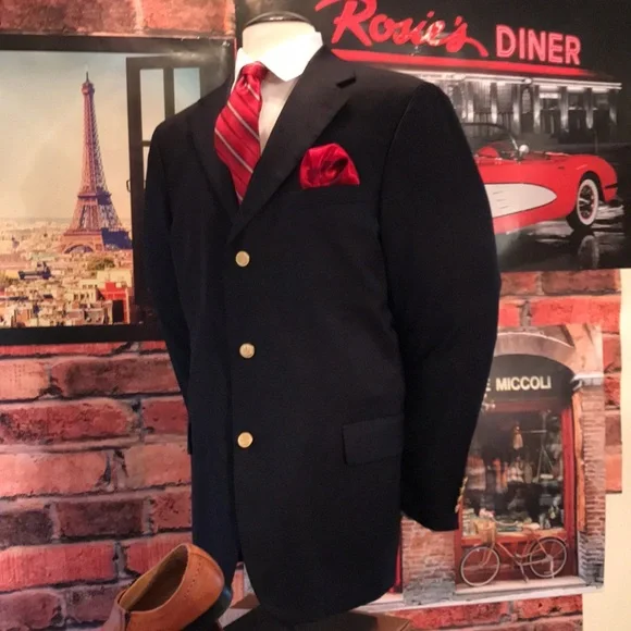 T Harris 3 Buttons Blue Blazer